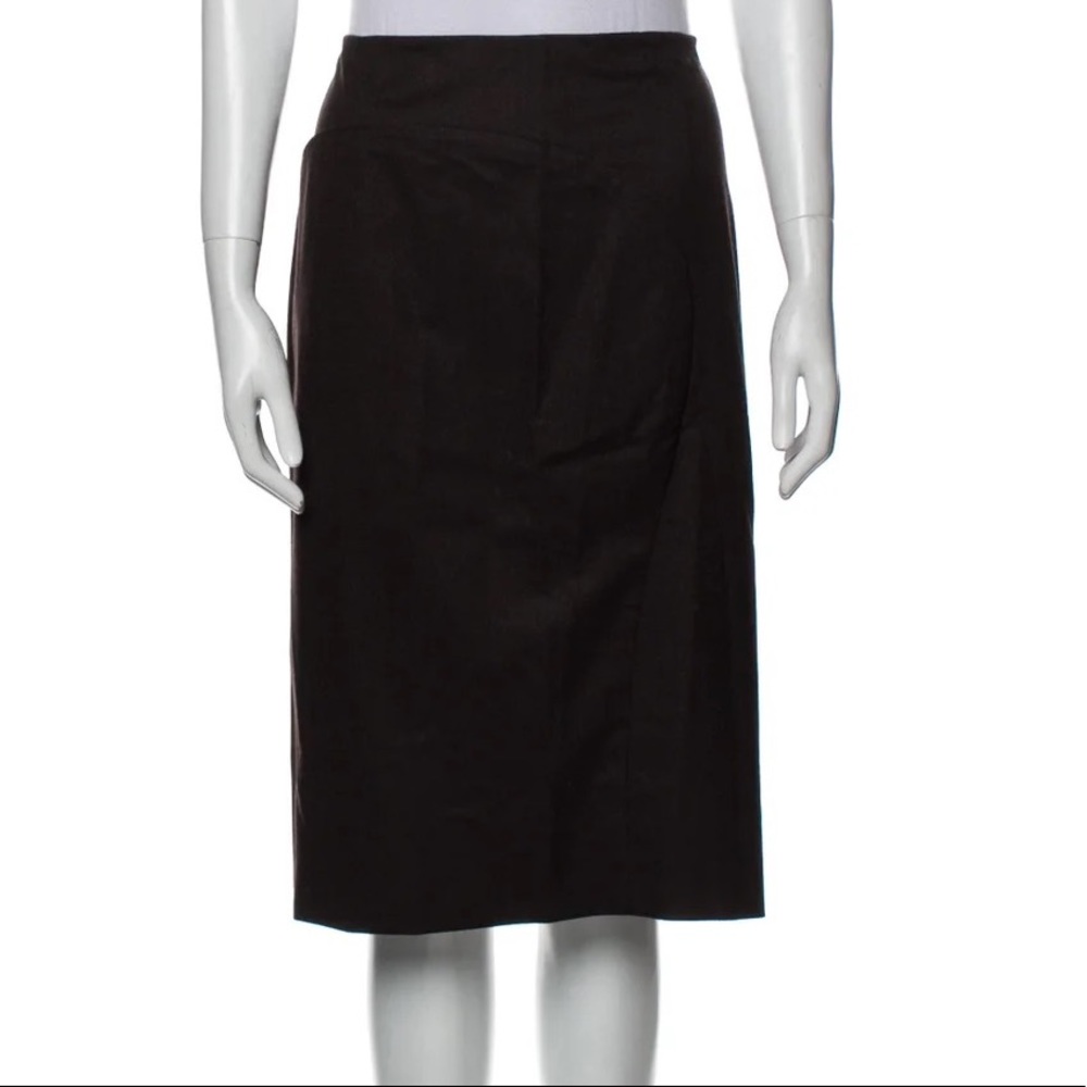Jil Sander Virgin Wool knee length‎ pencil Skirt brown workwear Made in Italy
